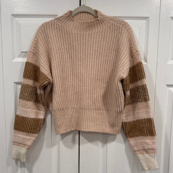 Topshop Sweaters - Topshop Beige and Brown Striped Sweater